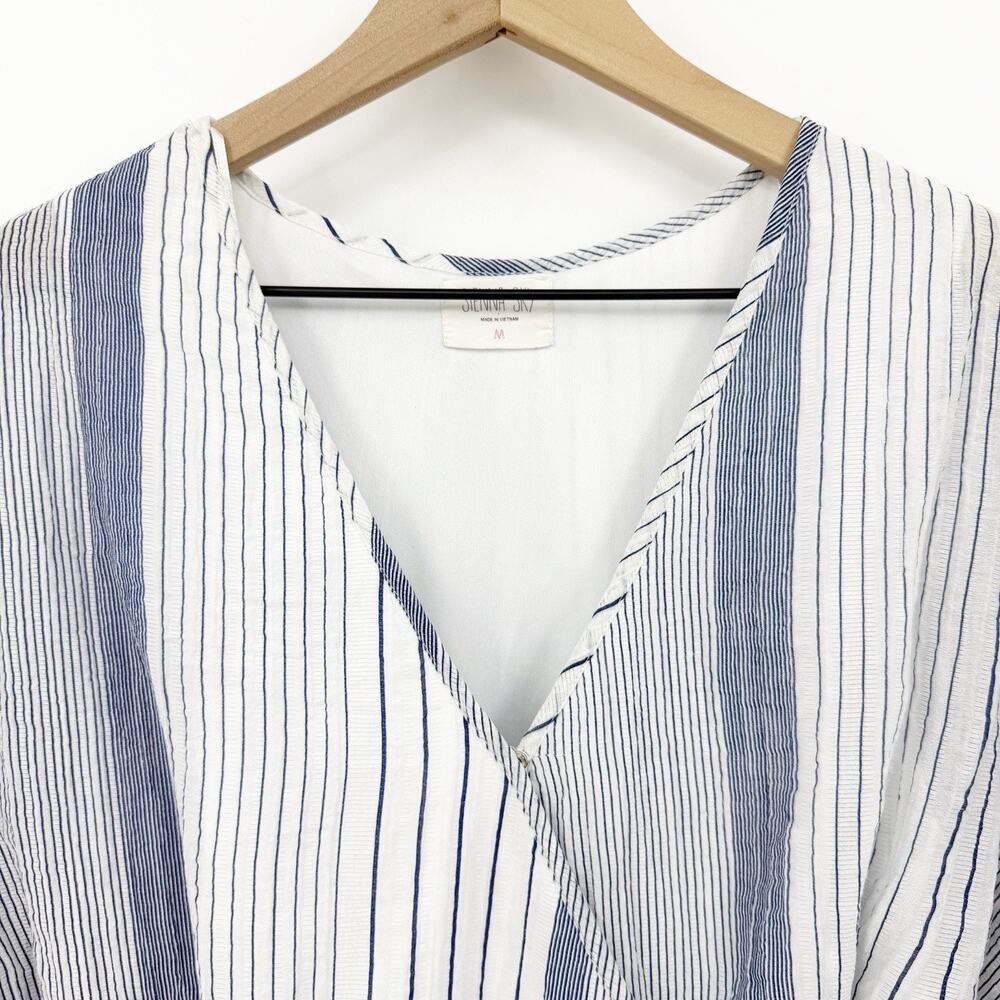 Sienna Sky Wrap Summer Dress M Women's Striped Coastal Resort Wear Casual Beachy - Picture 4 of 8